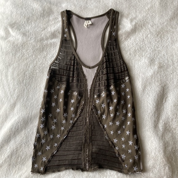 Free People green Stars and Stripes tank top - Picture 2 of 6